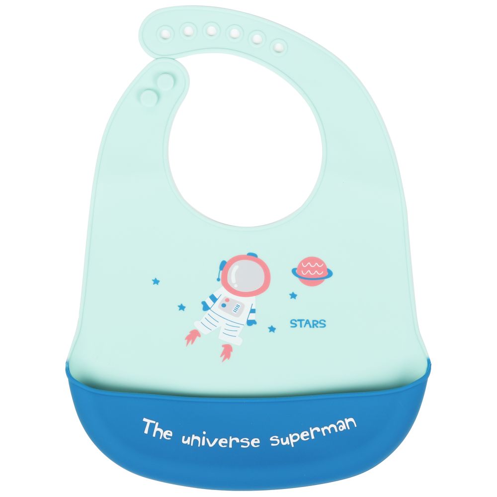 Little Angel The Universe Superman Silicone Baby Bib For Infant - Blue