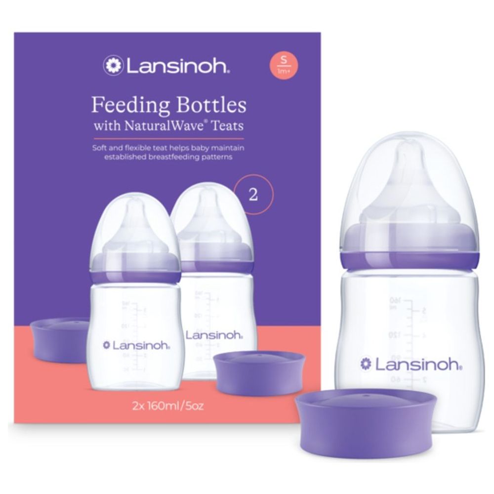 Lansinoh - Feeding Bottle with Natural Wave Teat - 160ml - Pack of 2