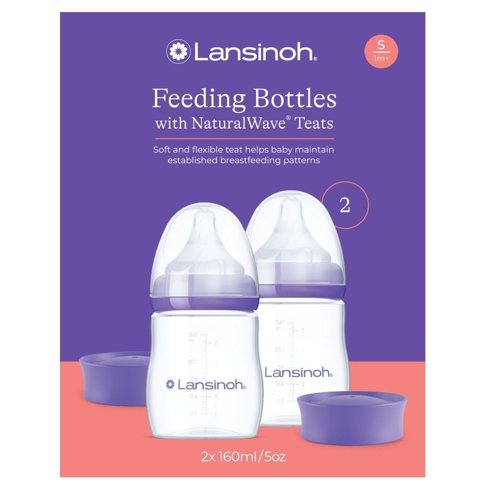 Lansinoh - Feeding Bottle with Natural Wave Teat - 160ml - Pack of 2