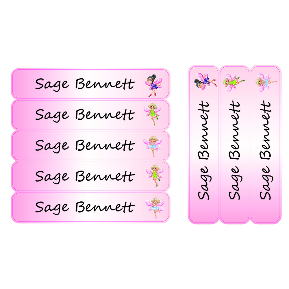 Ladybug Labels - Personalized Waterproof Large Labels - Flying Fairy - 30pcs