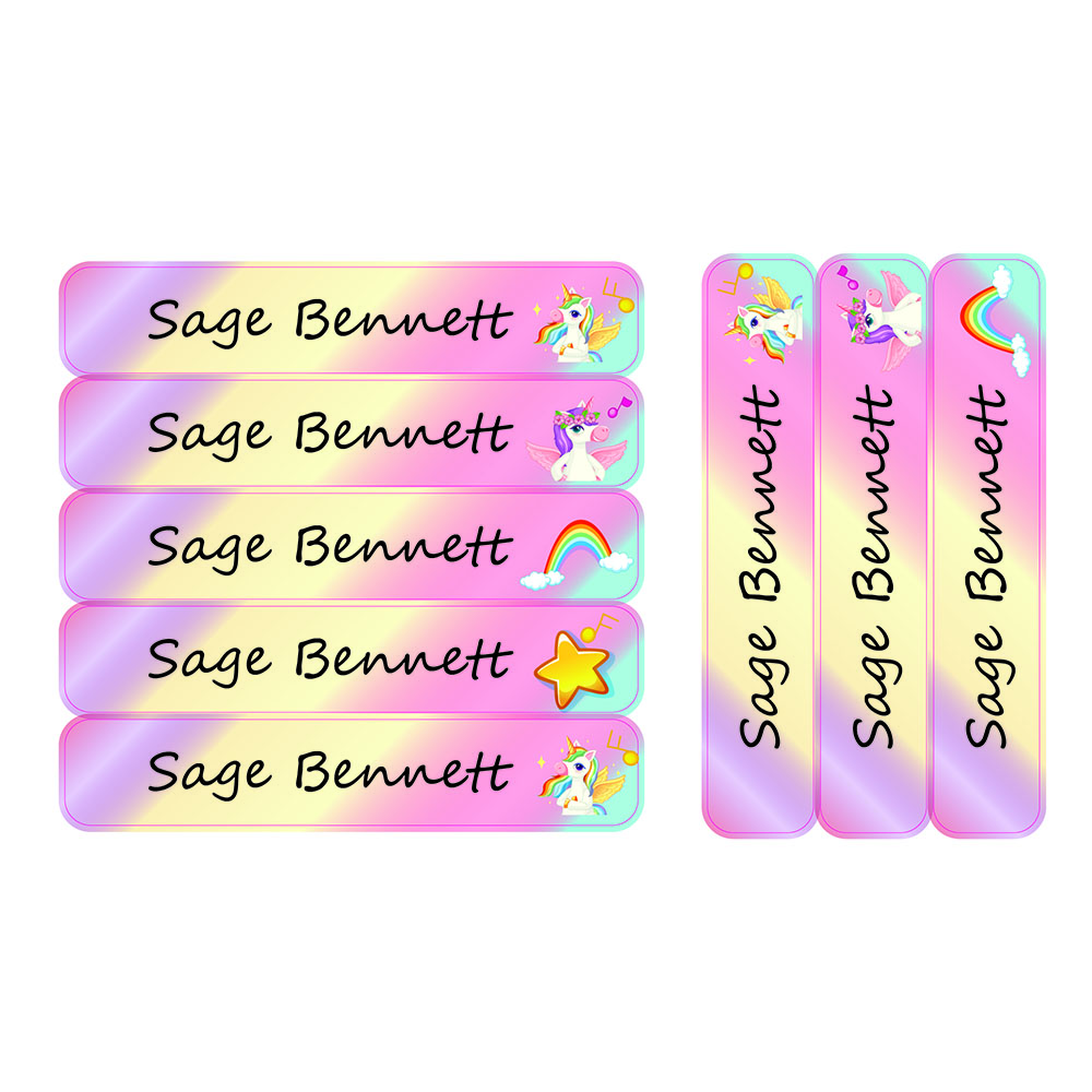 Ladybug Labels - Personalized Waterproof Large Labels - Rainbow - 30pcs