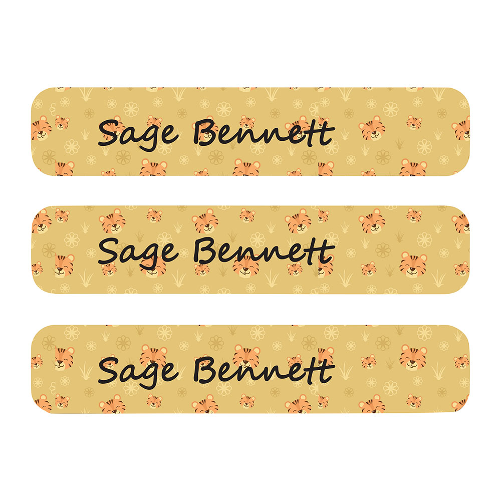 Ladybug Labels - Personalized Waterproof Large Labels - Brown Tiger - 30pcs