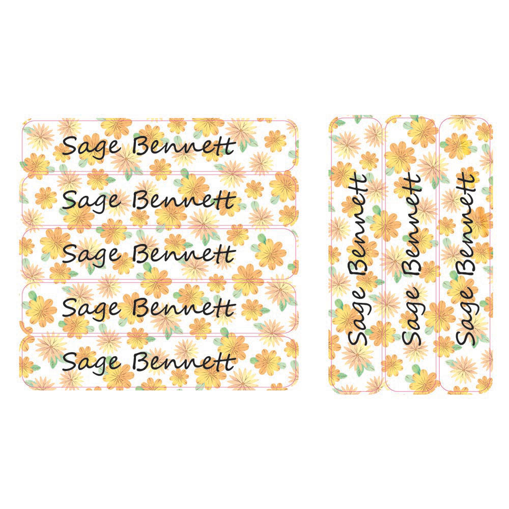 ليدي بوغ ليبلز - ملصقات كبيرة مقاومة للماء مخصصة - زهور الخريف - 30 قطعة