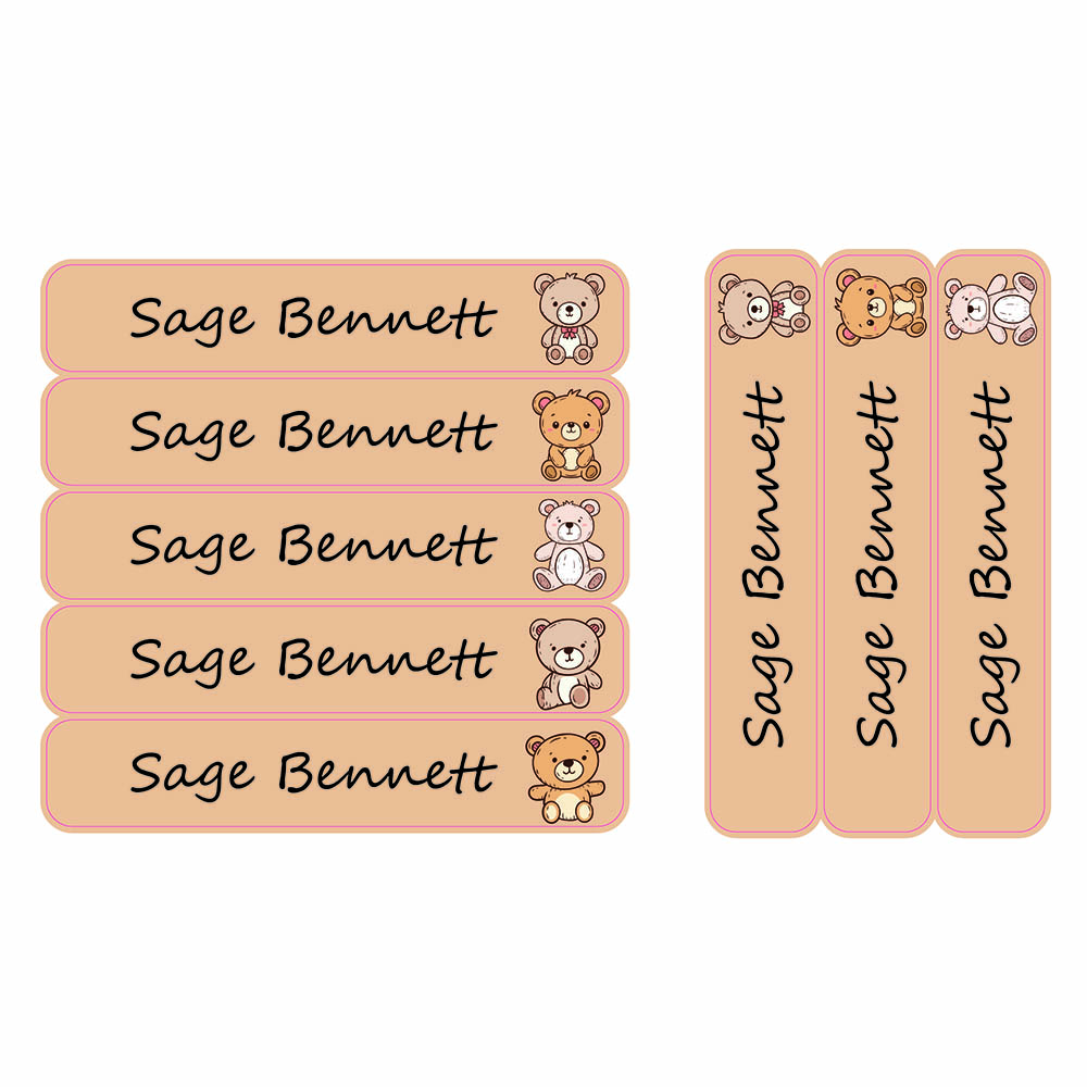 ليدي بوغ ليبلز - ملصقات كبيرة مقاومة للماء مخصصة - دب فيونكة - 30 قطعة