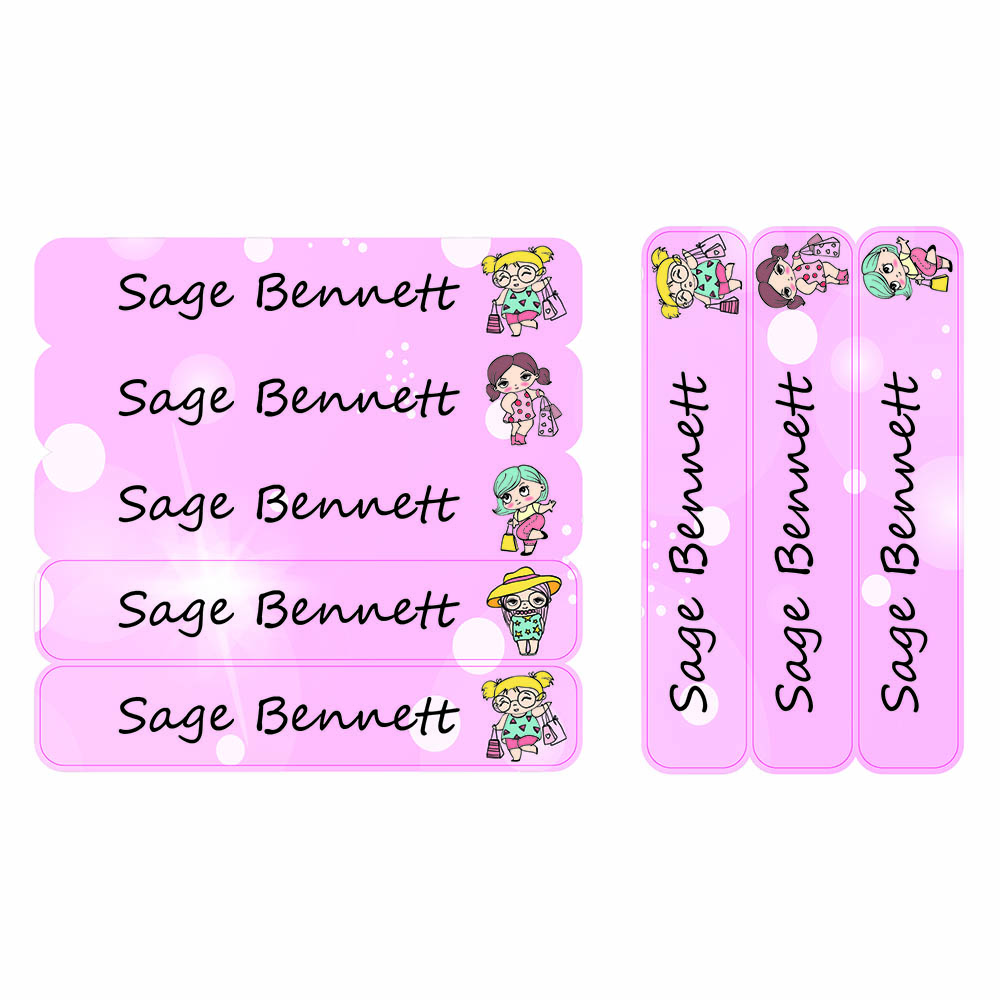 ليدي بوغ ليبلز - ملصقات كبيرة مقاومة للماء مخصصة - فتاة التسوق - 30 قطعة