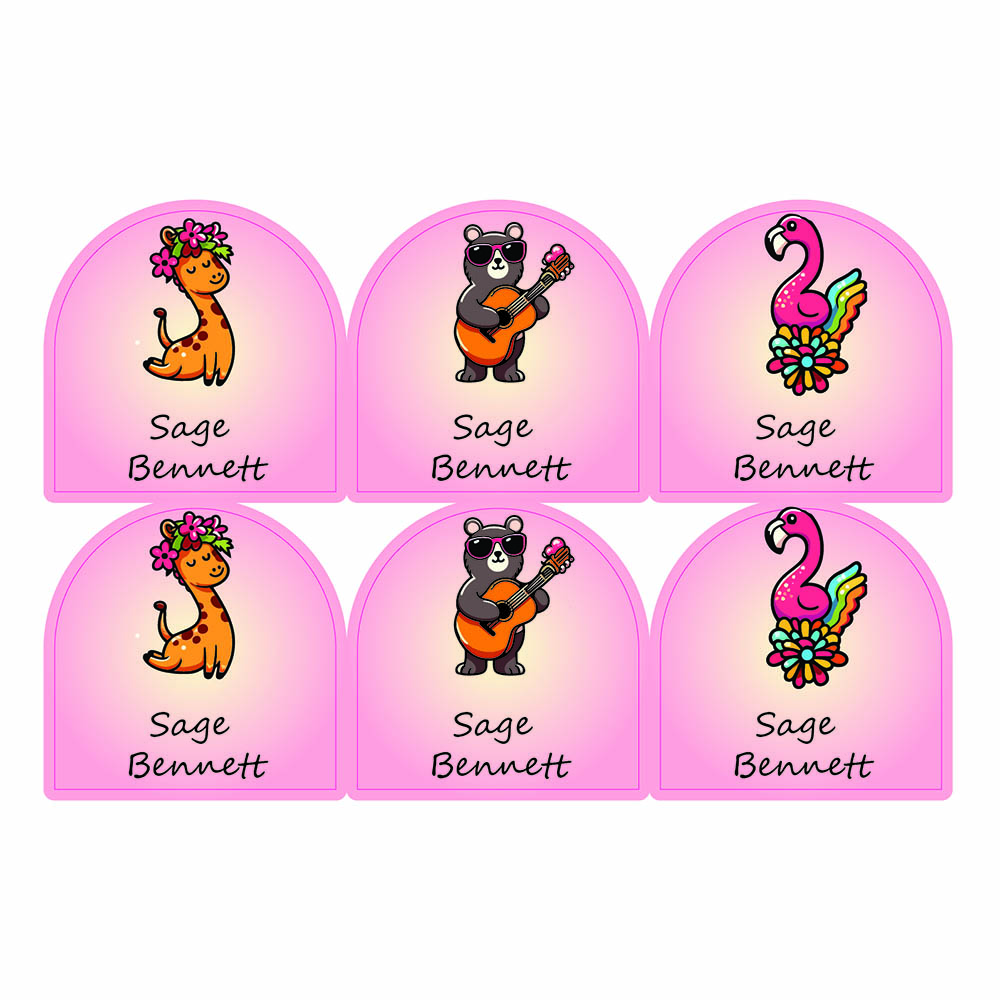 Ladybug Labels - Personalized Shoe Labels - Tiara Giraffe - 12pcs