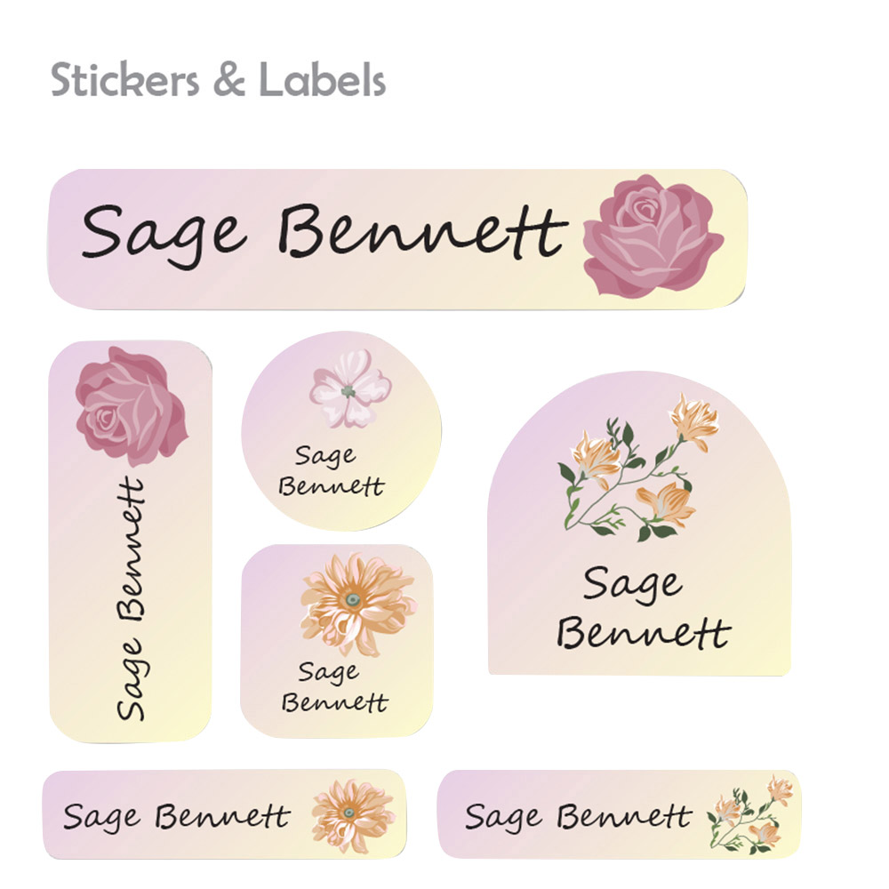 Ladybug Labels - Personalized Waterproof Labels - Dessert Rose - 111pcs