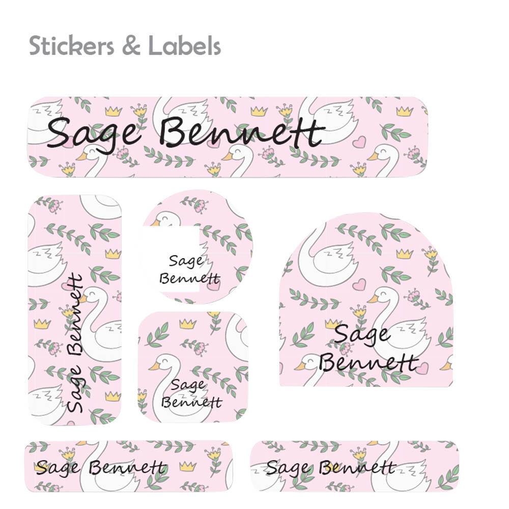 Ladybug Labels - Personalized Waterproof Labels - Leafy Duck - 111pcs