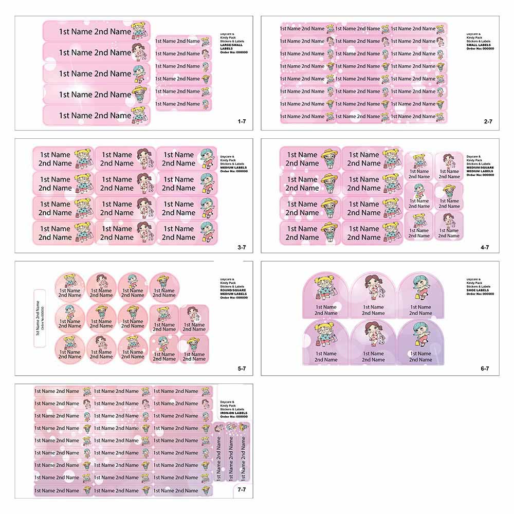 ليدي بوغ ليبلز - ملصقات مخصصة مقاومة للماء - فتاة التسوق - 111 قطعة