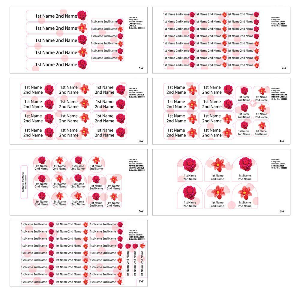 Ladybug Labels - Personalized Waterproof Labels - Red Rose - 111pcs