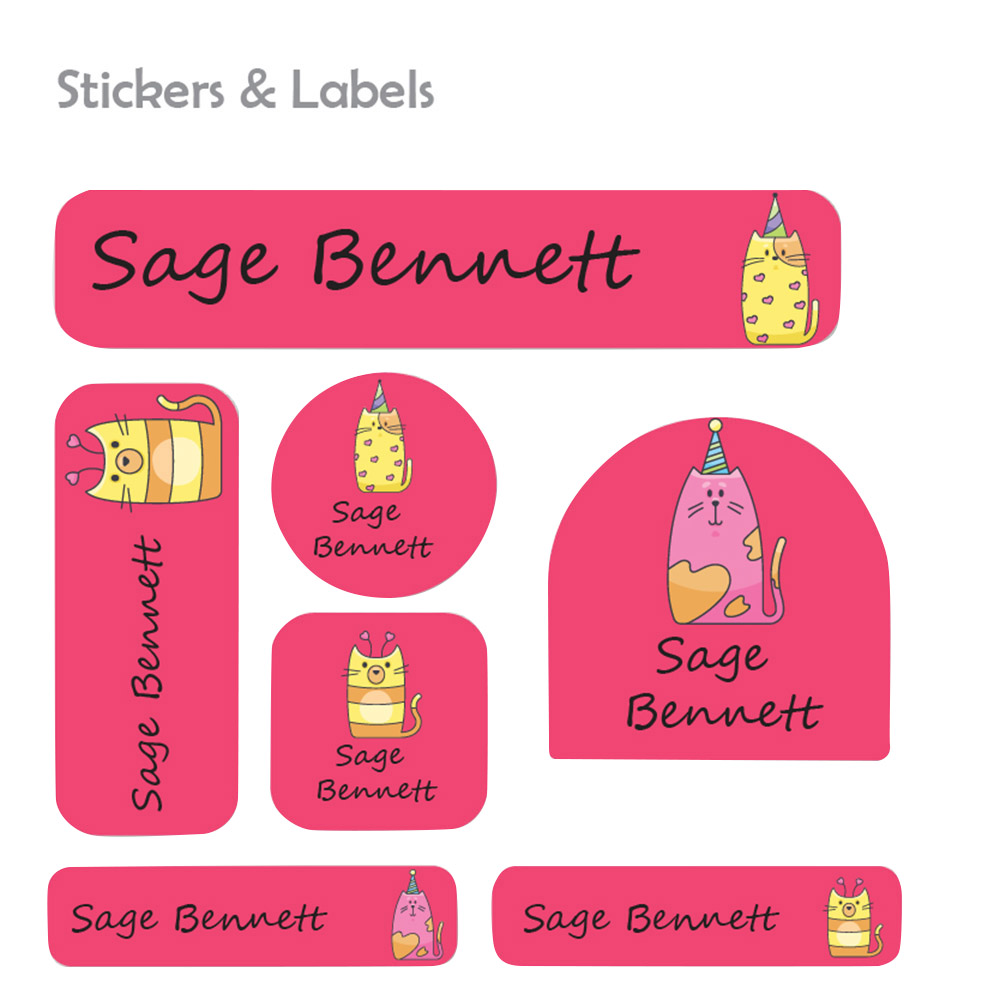 ليدي بوغ ليبلز - ملصقات مخصصة مقاومة للماء - قطة كسولة - 111 قطعة