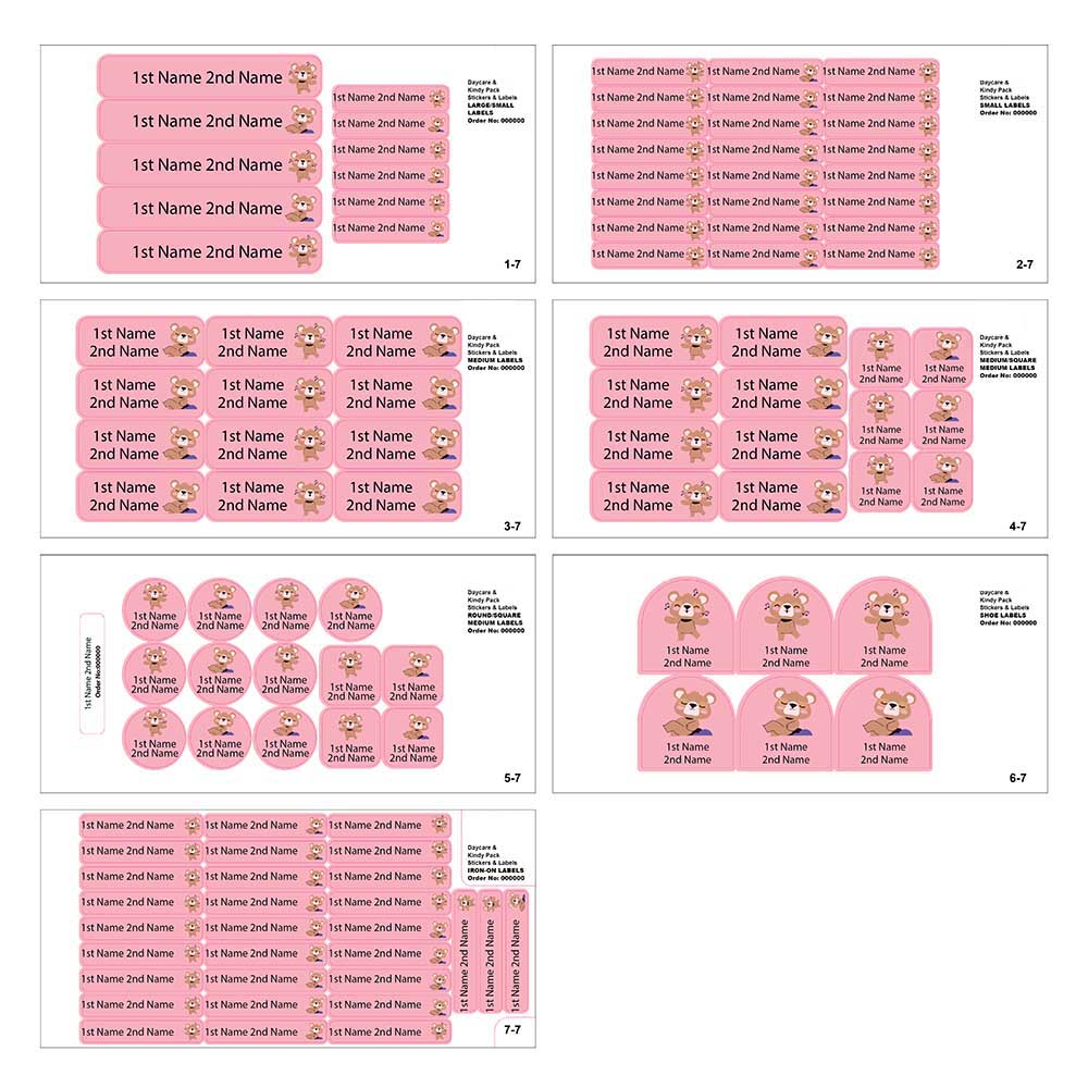 Ladybug Labels - Personalized Waterproof Labels - Teddy Bear - 111pcs