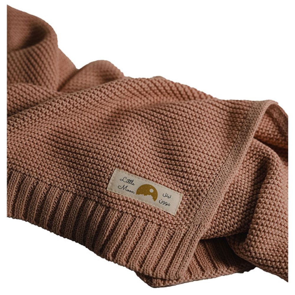 Little Moon - Knitted Baby Blanket - Pink