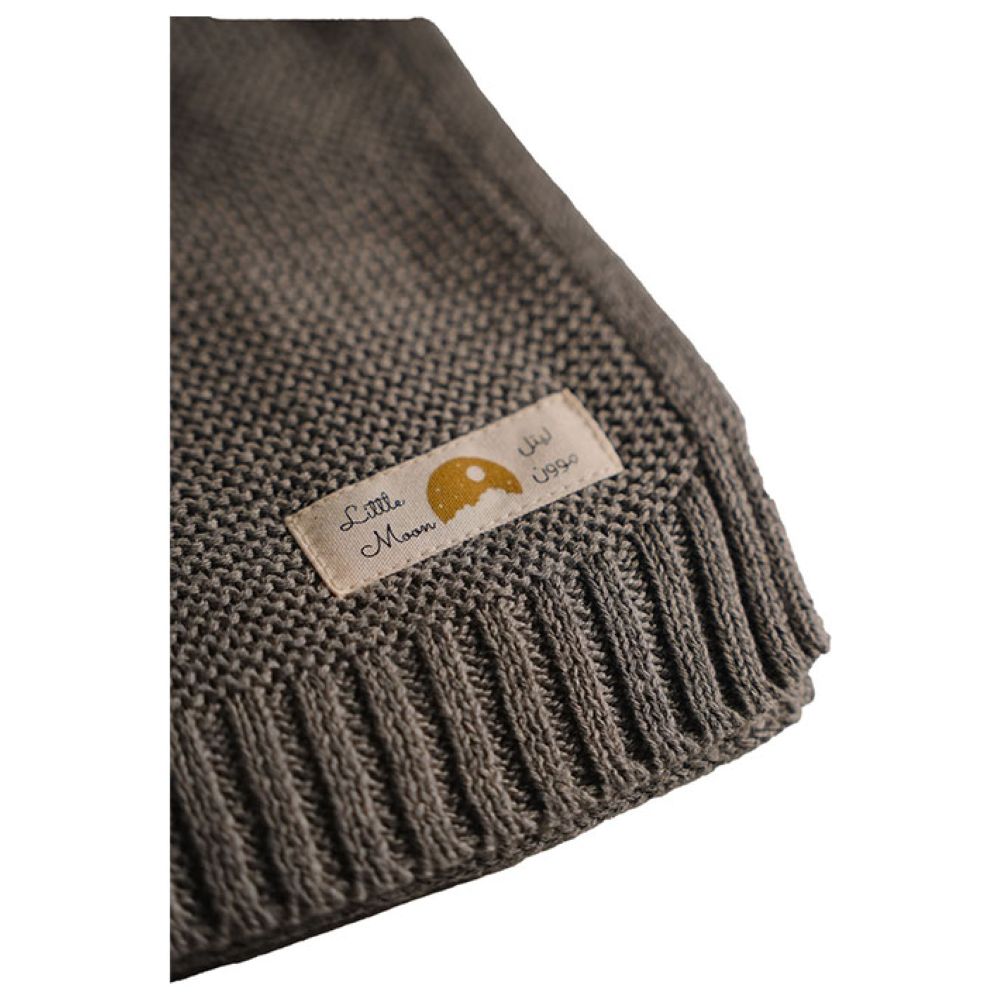Little Moon - Knitted Baby Blanket - Grey