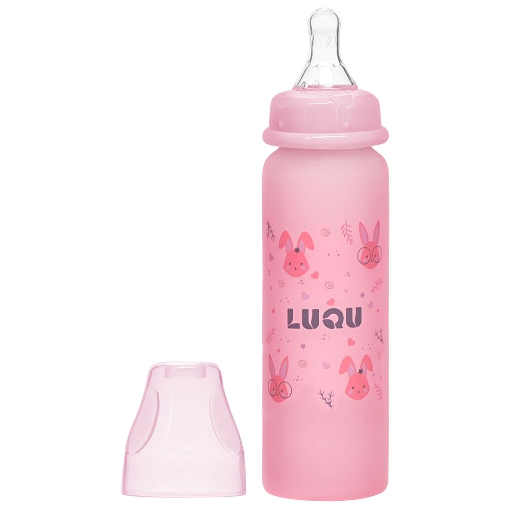 لوكو - رضّاعة مغطاة بالسيليكون - 240 مل - زهري