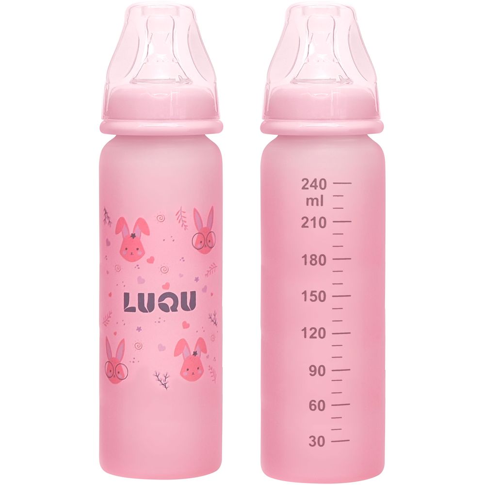 لوكو - رضّاعة مغطاة بالسيليكون - 240 مل - زهري