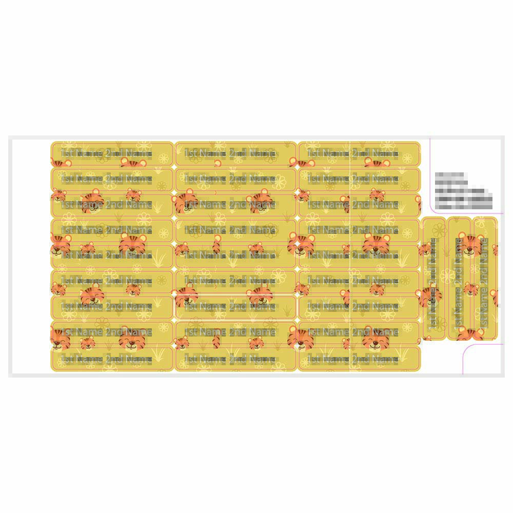 ليدي بوغ ليبلز - ملصقات مخصصة قابلة للكي - نمر بني - 50 قطعة