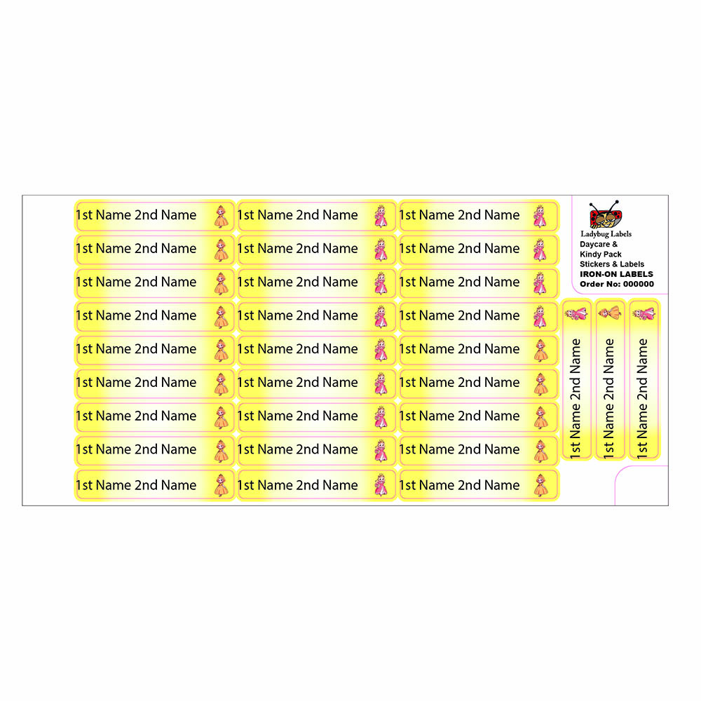 Ladybug Labels - Personalized Iron On Labels - Elegant Princess - 50pcs
