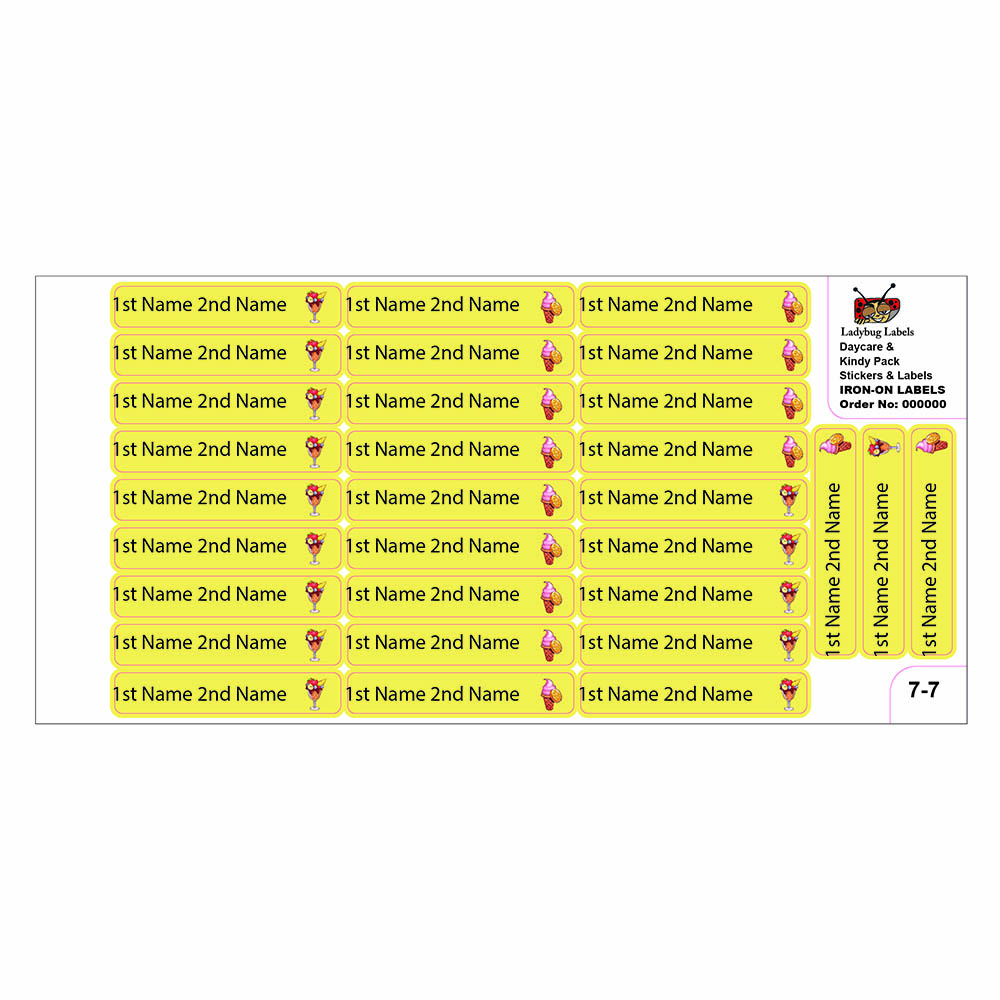 Ladybug Labels - Personalized Iron On Labels - Ice Cream - 50pcs