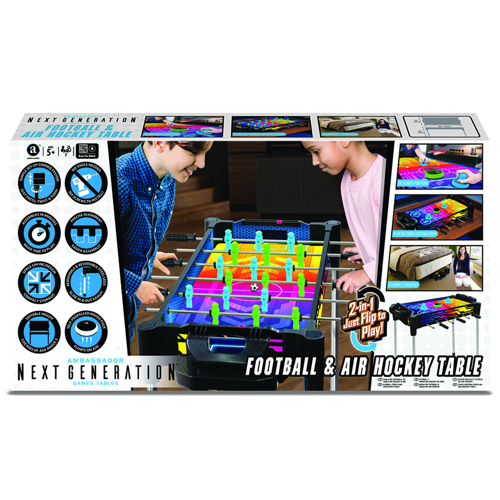 Merchant Ambassador - 2-In-1 Reversible Football & Hover Puck Air Hockey Table - 27-Inch