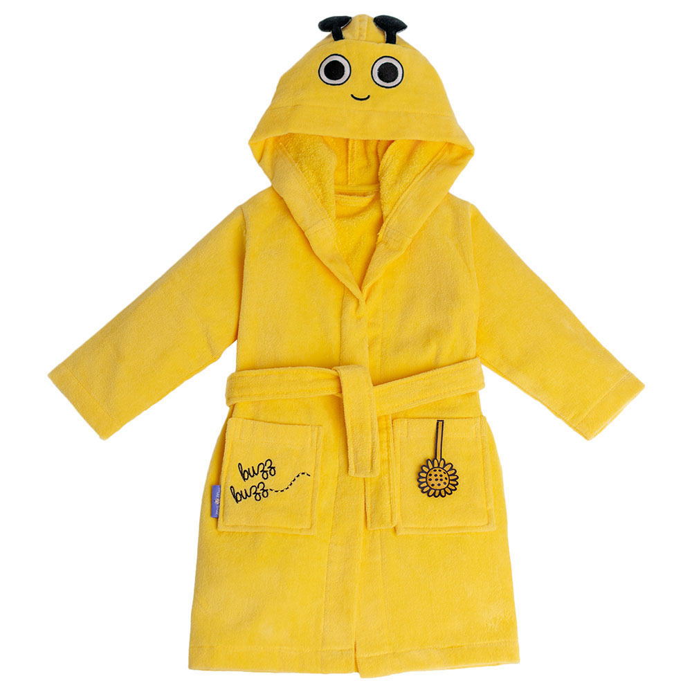 Milk&Moo - Buzzy Bee Velvet Hooded Bathrobe - 2-4 Years