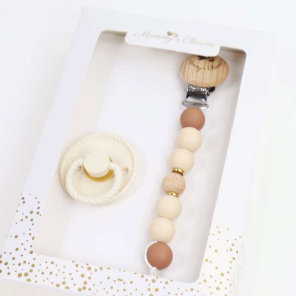 Mommy's Charms - Amber Frigg Pacifier With Clip - 2 Pcs - Brown