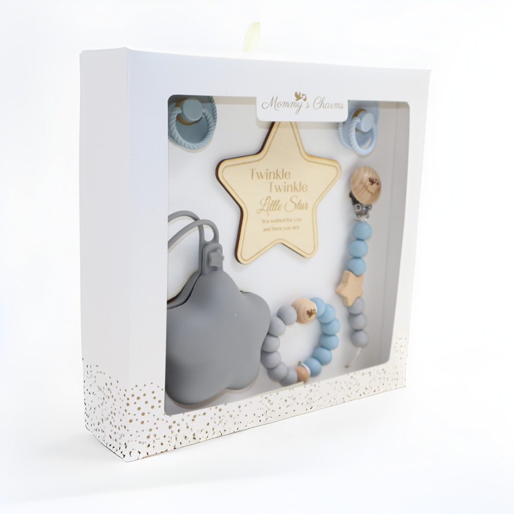 ماميز تشارمز - مجموعة الإهداء المثلي لهاية الأطفال قابلة للتخصيص - رمادي - 6 قطع