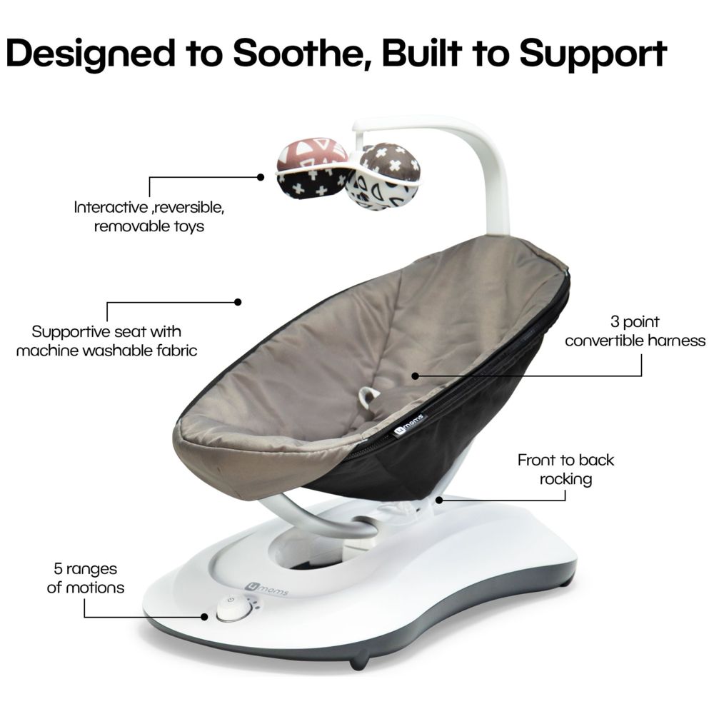 4ممز - أرجوحة المواليد الكهربائية روكارو 2.0 - جرافيتي