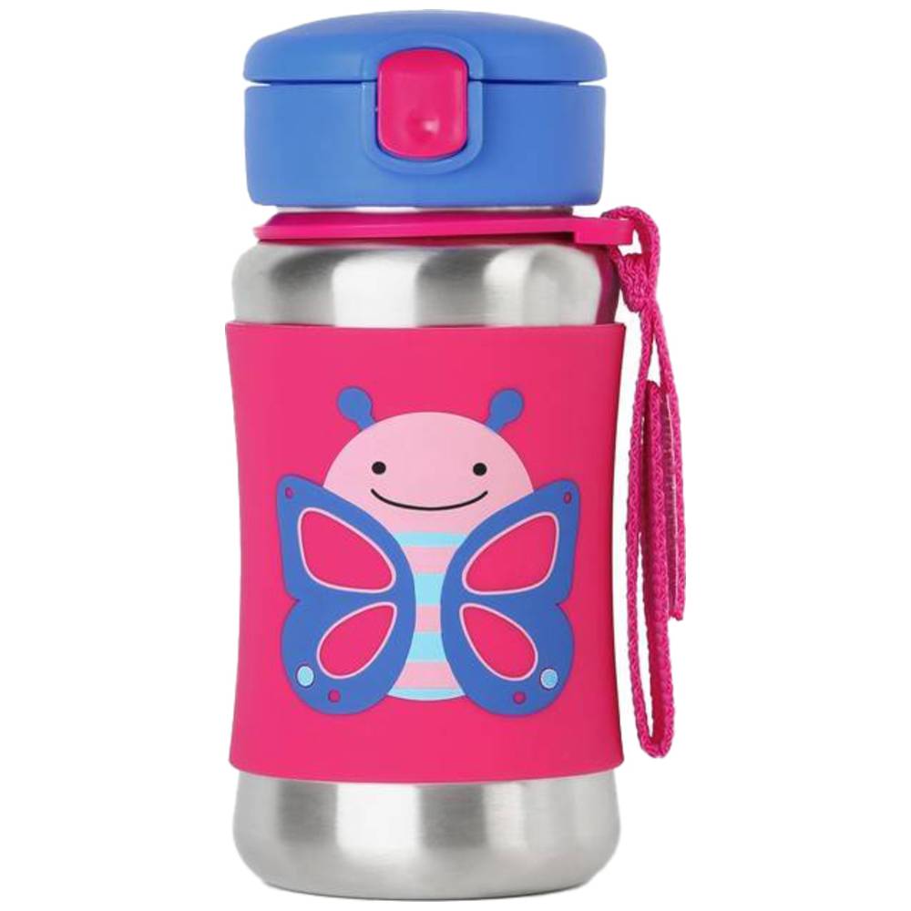 SkipHop Zoo Stainless Steel Straw Bottle - Butterfly - 350ml