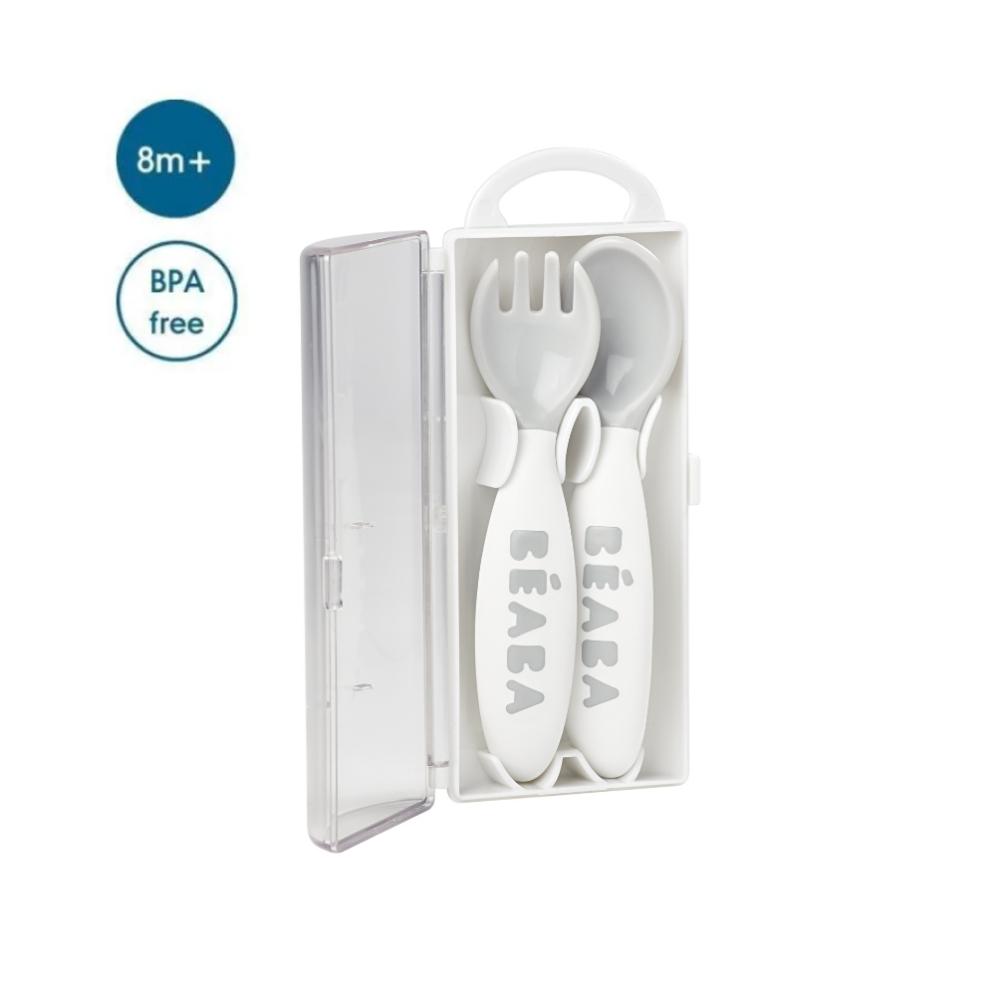 بيبا - مجموعة ملعقة وشوكة التدريب المرحلة 2 - رمادي