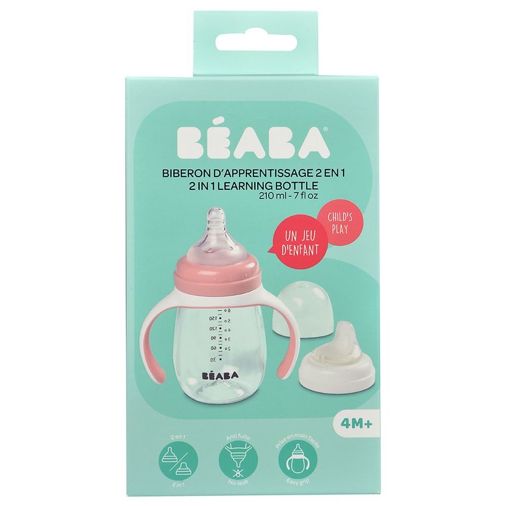 Beaba - 2-in-1 Learning Cup - Old Pink - 210 ml