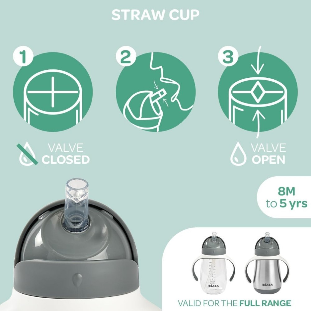 Beaba - Straw Cup - Old Pink - 300ml