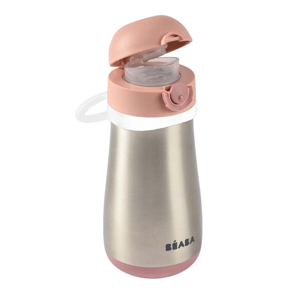 Beaba - Stainless Steel Bottle with Handle - 350Ml - Old Pink