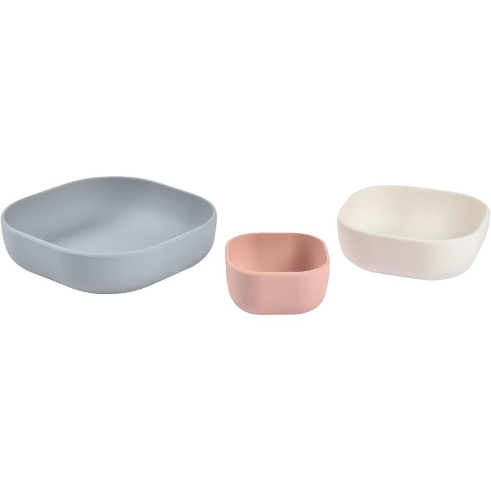 بيبا - زبدية سيليكون - رمادي وأبيض وزهري مغبر - عدد 3