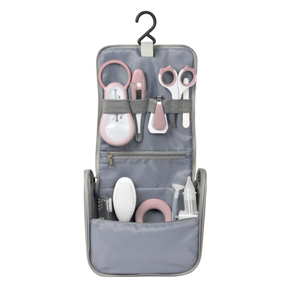 Beaba - Hanging Toiletry Pouch with 9 Accessories - Old Pink