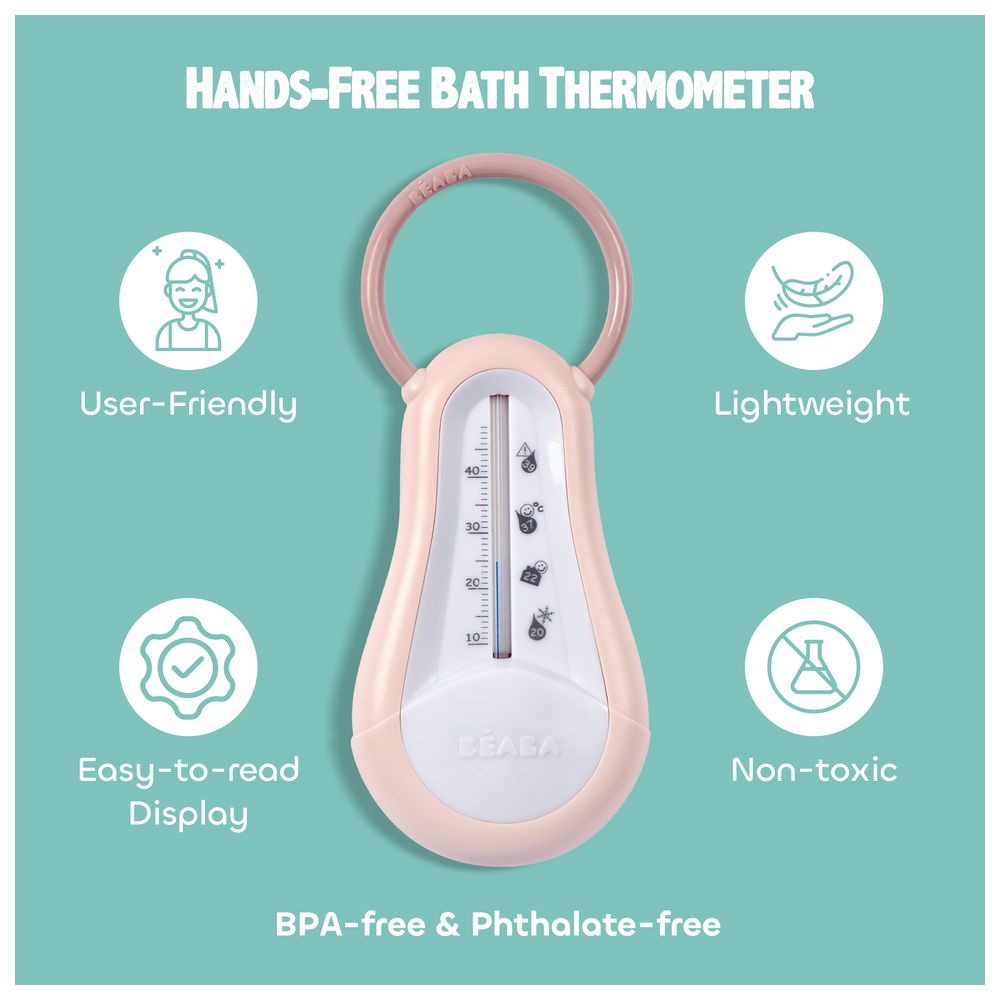 بيبا - ميزان حرارة للسوائل وحوض الإستحمام - زهري