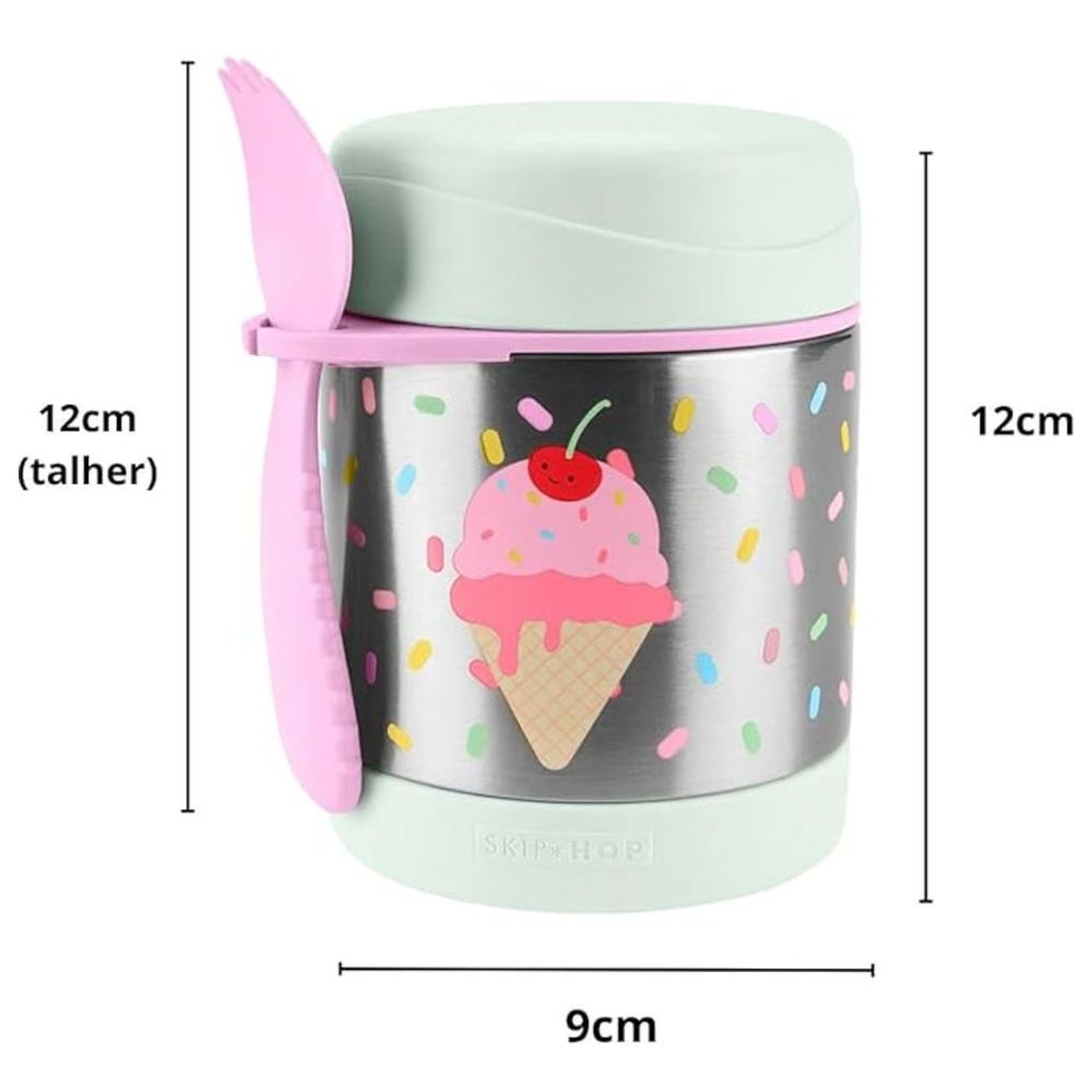 Skiphop Spark Style Food Jar 325ml with Fork - Ice Cream