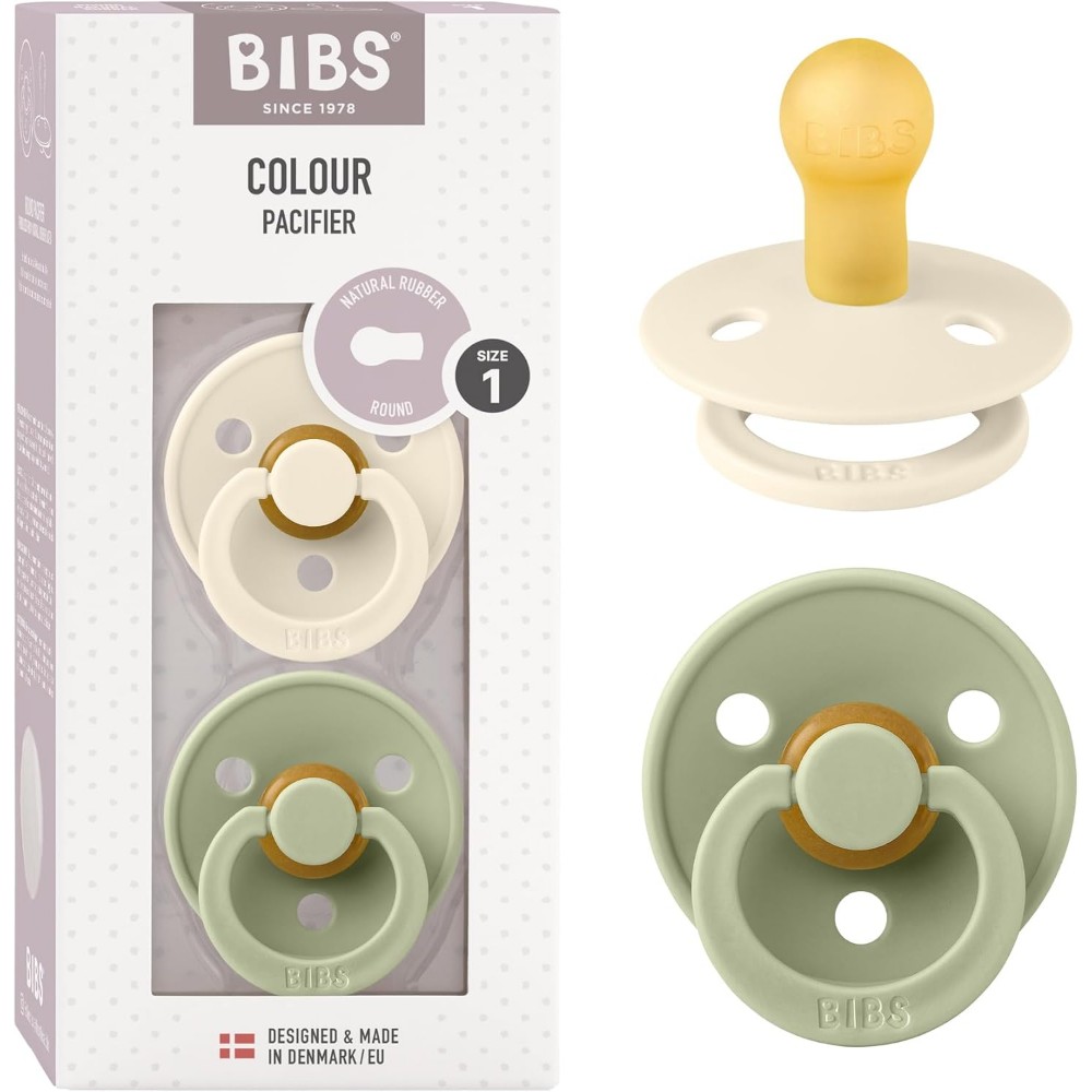 Bibs - Colour 2 Pack Latex Size 1 Ivory/Sage