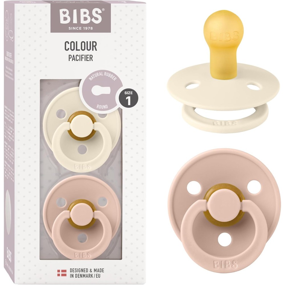 Bibs - Colour 2 Pack Latex Size 1 Ivory/Blush