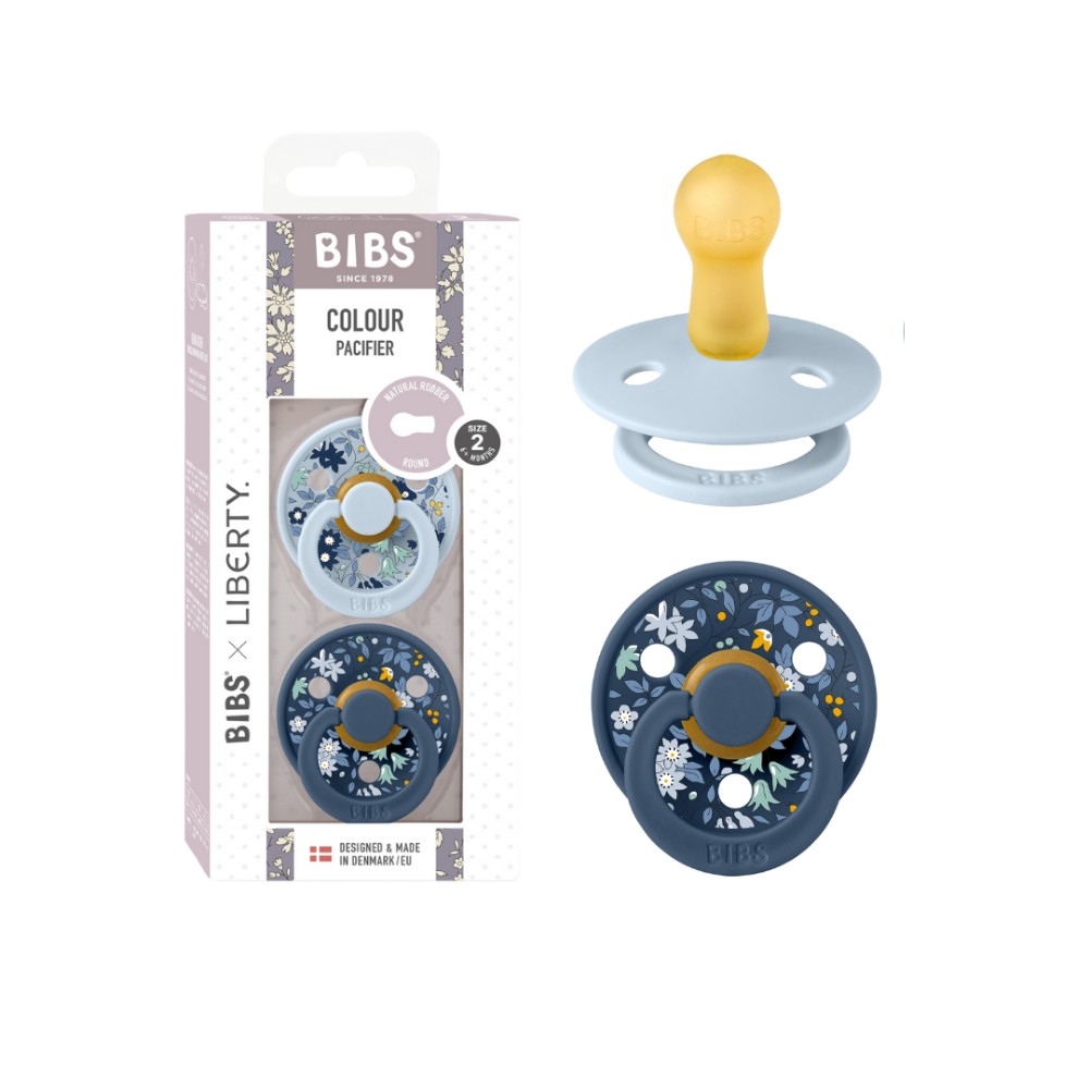 Bibs - Liberty Camomile Lawn Latex Pacifier S2 - 6M+ - 2pcs - Baby Blue Mix
