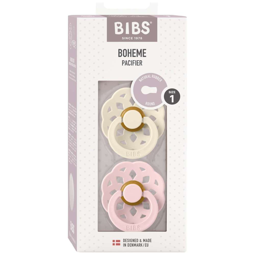 Bibs - Boheme S1 Pacifiers - Pack of 2 - Ivory/Blossom