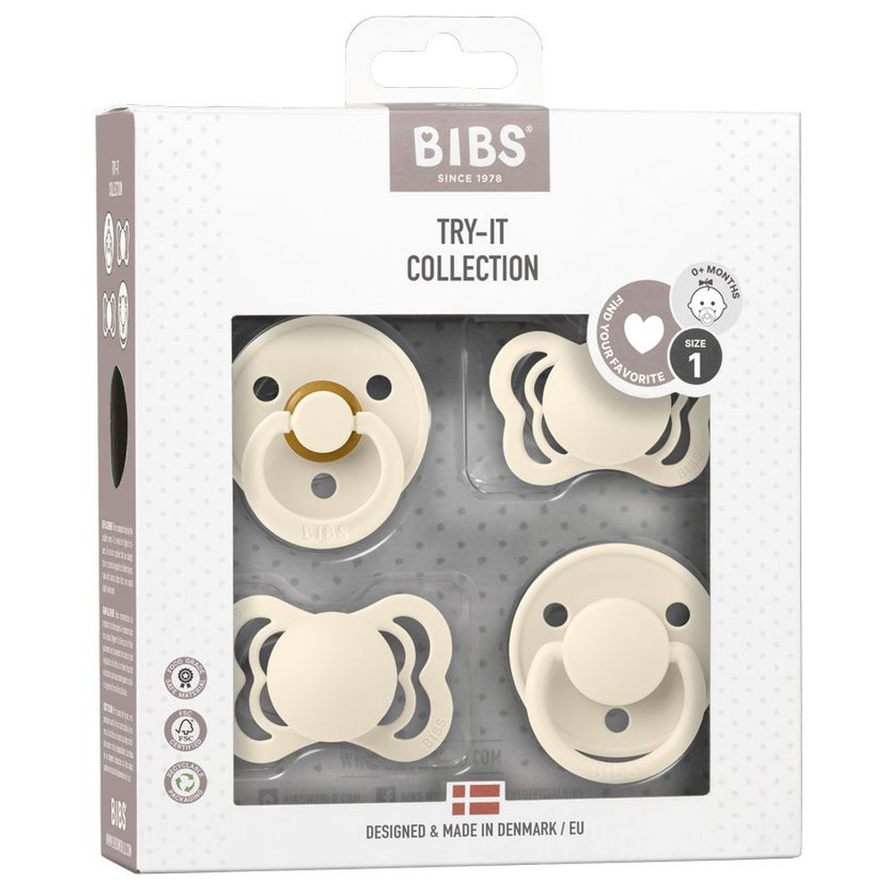 Bibs Try-It Collection Pacifier Box S1 - Pack of 4 - Ivory