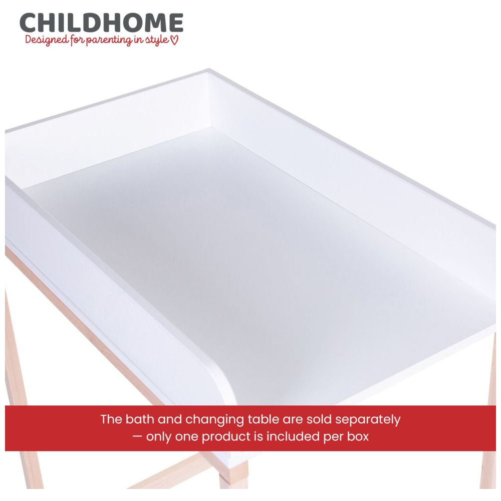 تشايلد هوم - طاولة غيار مع حوض استحمام وعجلات (صندوق 1/2) 