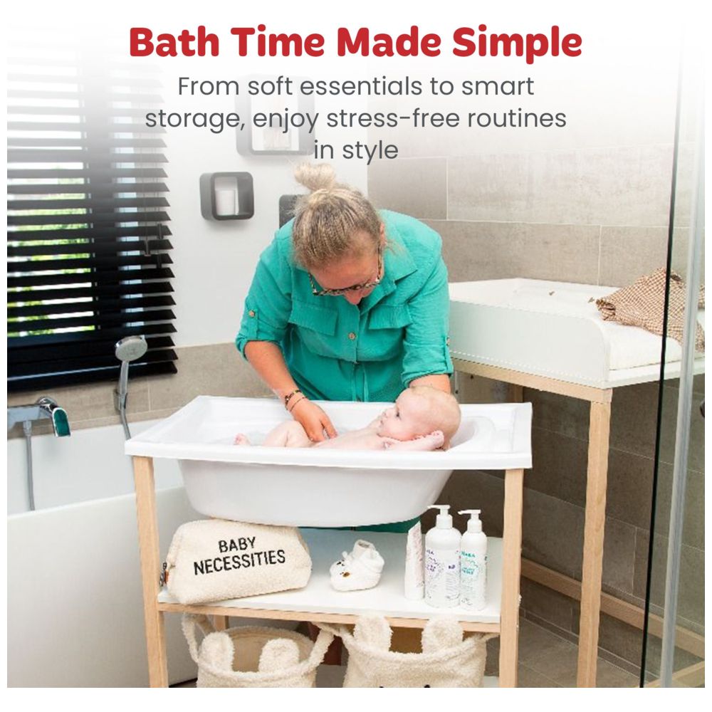 تشايلد هوم - طاولة غيار مع حوض استحمام وعجلات (صندوق 1/2) 