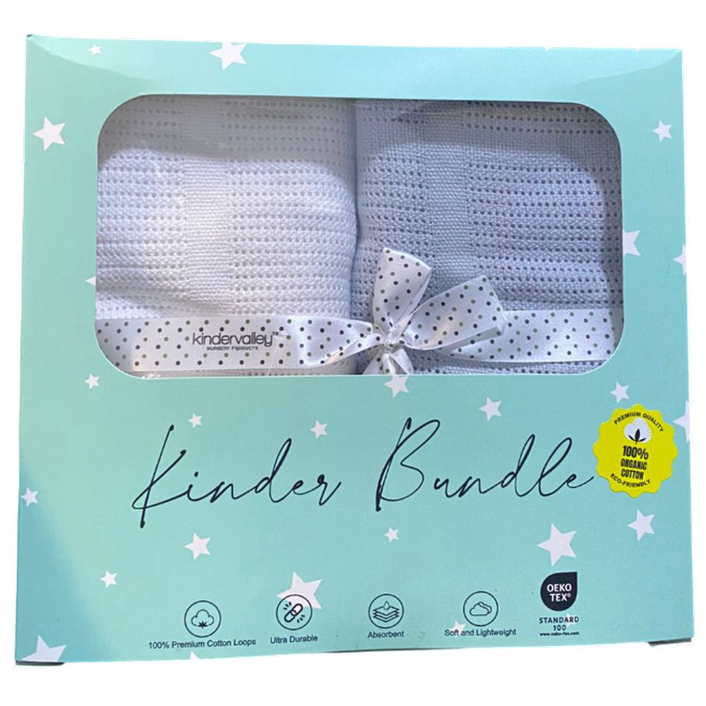 Kinder Valley - Pack of 2 White & Grey Cellular Shawl