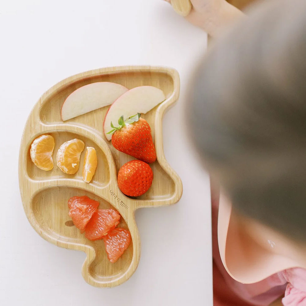 ميلك إت بيبي - مجموعة صحون خيزران - فيل - زهري مغبر