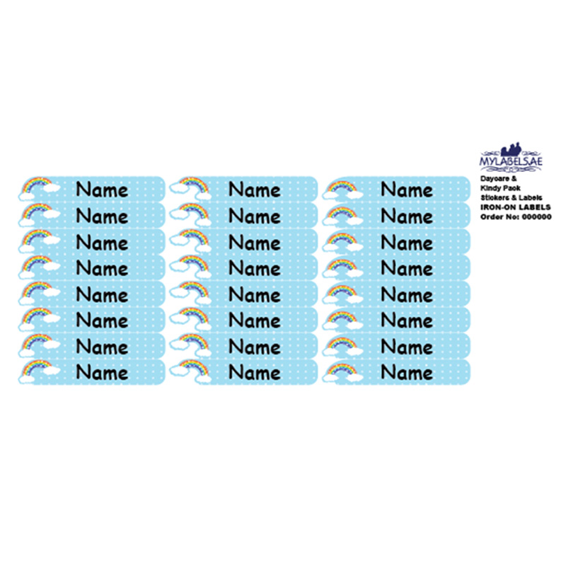 Mylabels - Personalized Iron On Labels - Rainbow Cloud - Pack of 50