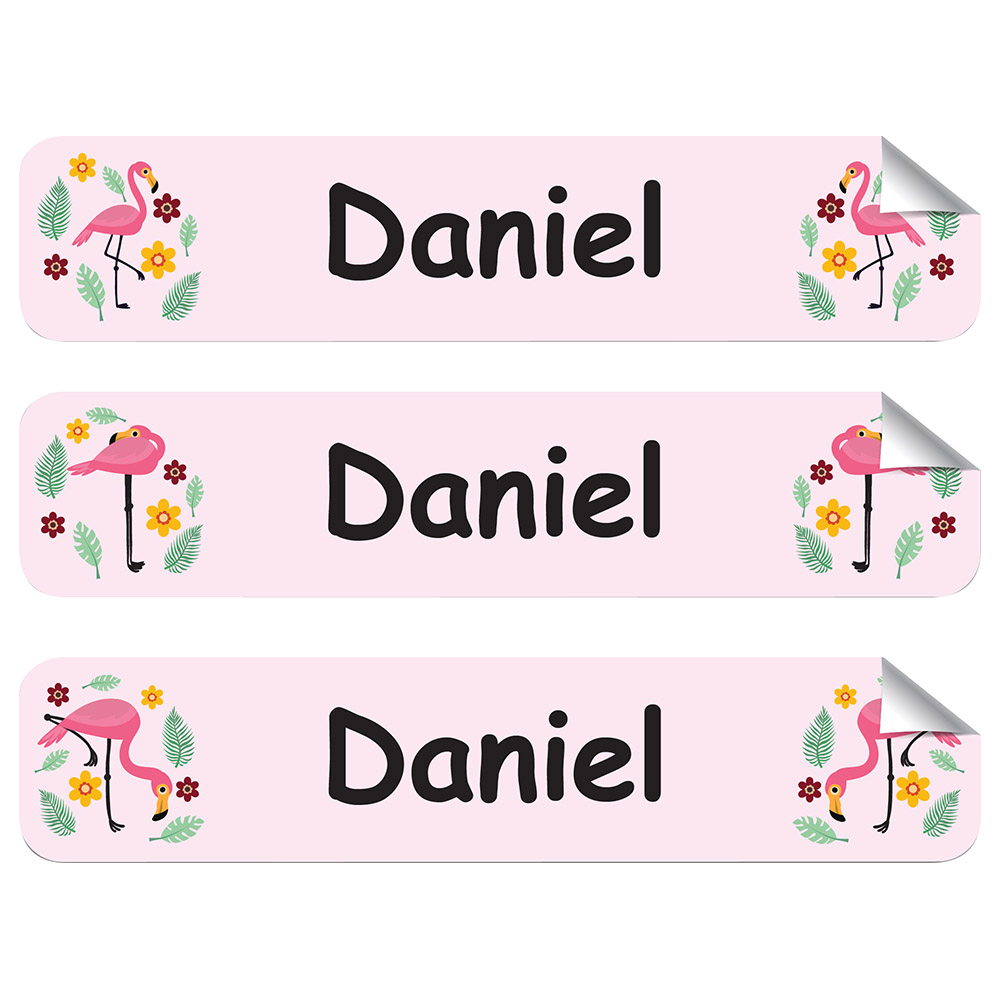 Mylabels - Personalized Iron On Labels - Flamingo Camp - Pack of 50