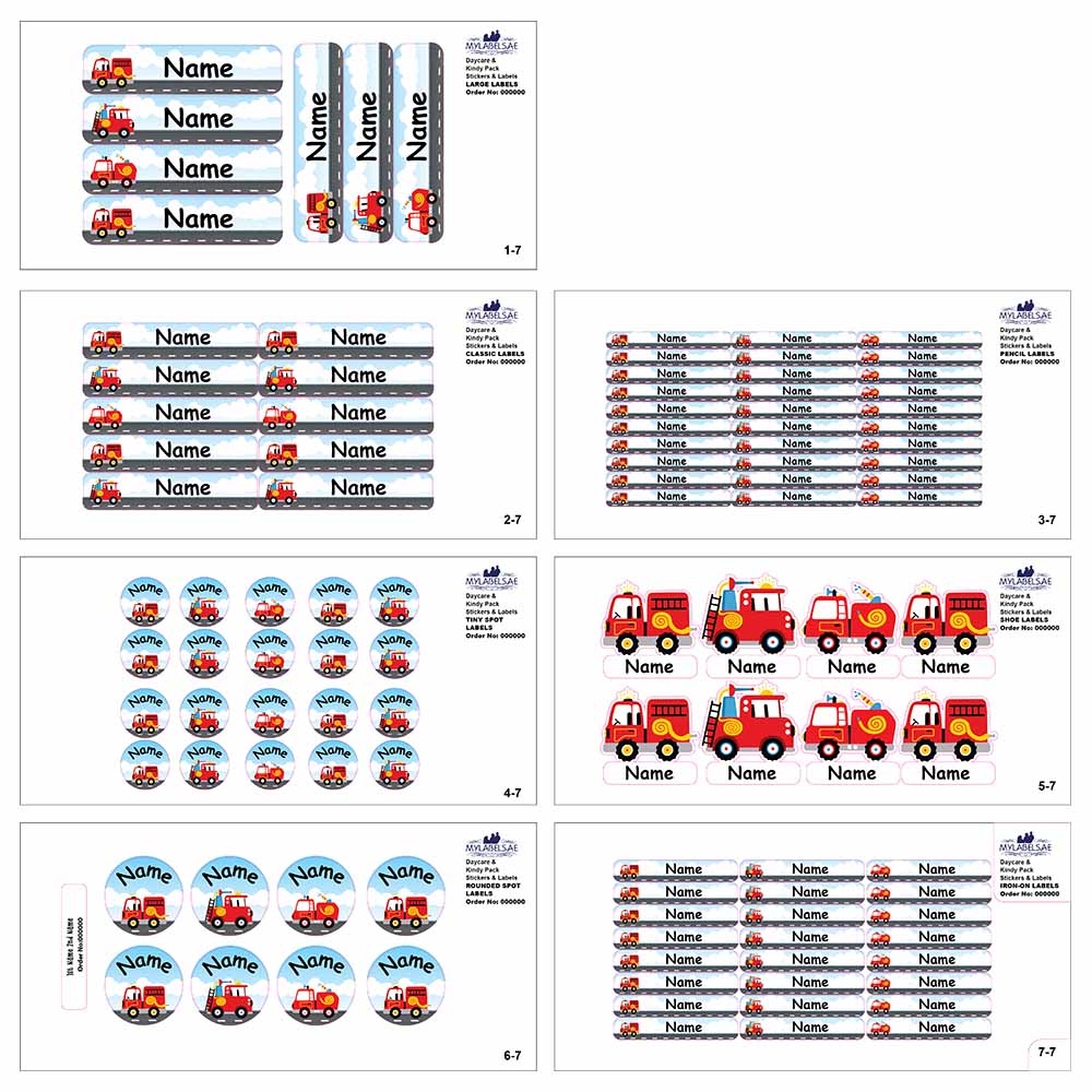 Mylabels - Personalized Labels - Fire Truck - Pack of 107