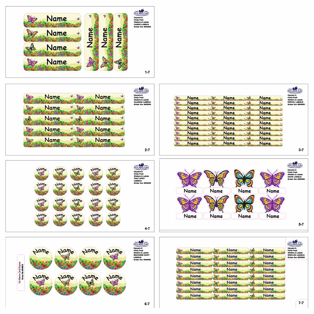 Mylabels - Personalized Labels - Butterfly Garden - Pack of 107